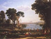 Claude Lorrain Landscape with Isaac and Rebecka brollop Spain oil painting artist